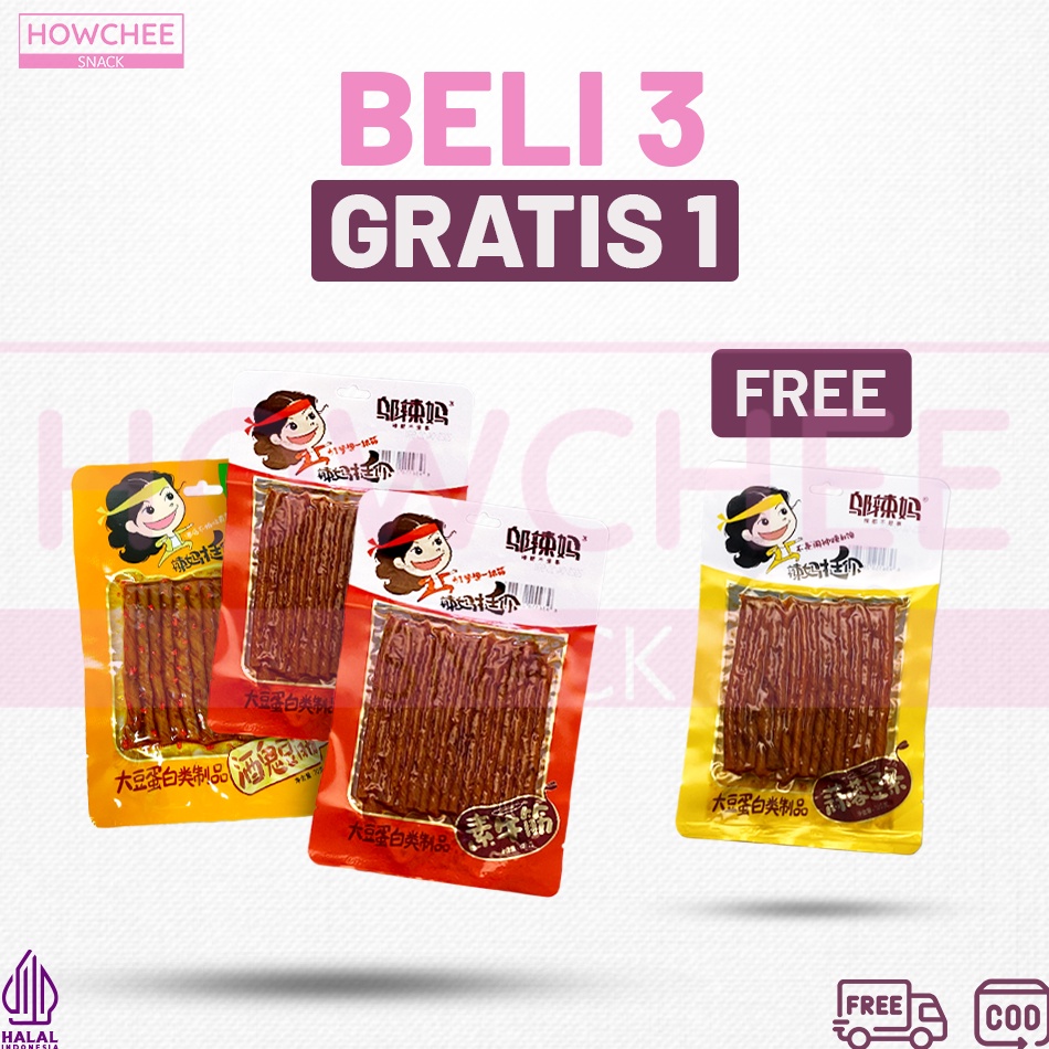 

Promo besar HALAL Howecheesnack Wulama Buy 3 Get 1 Free Latiao Wulama Gluten Latiao Snack a Vegetarian Food Snacks