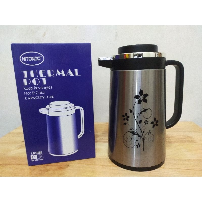 Termos Air Panas Stainless Steel 1 Liter / Vacuum Jug Stainless Steel Nitondo 1 Liter / Vacuum Flask