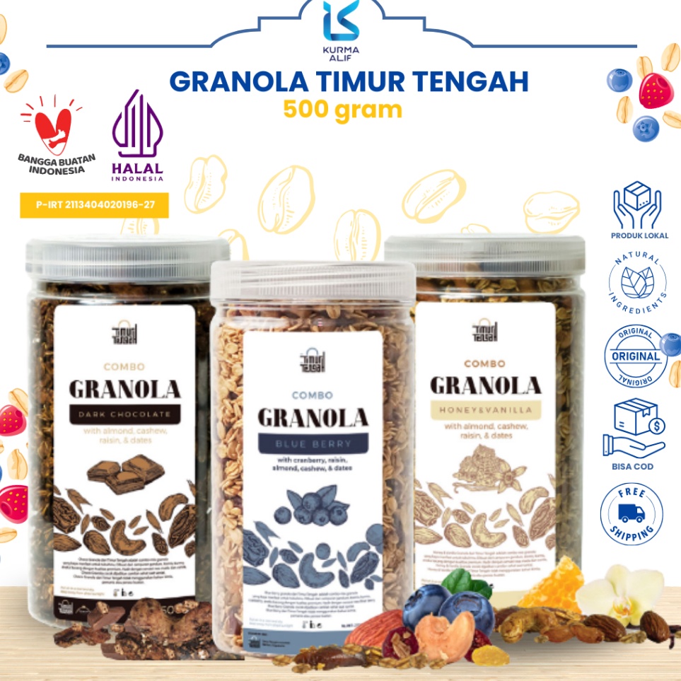 

Barang baru Granola Timur Tengah 5 gr Sereal Sarapan Sehat Oatmeal With Almond and Mete