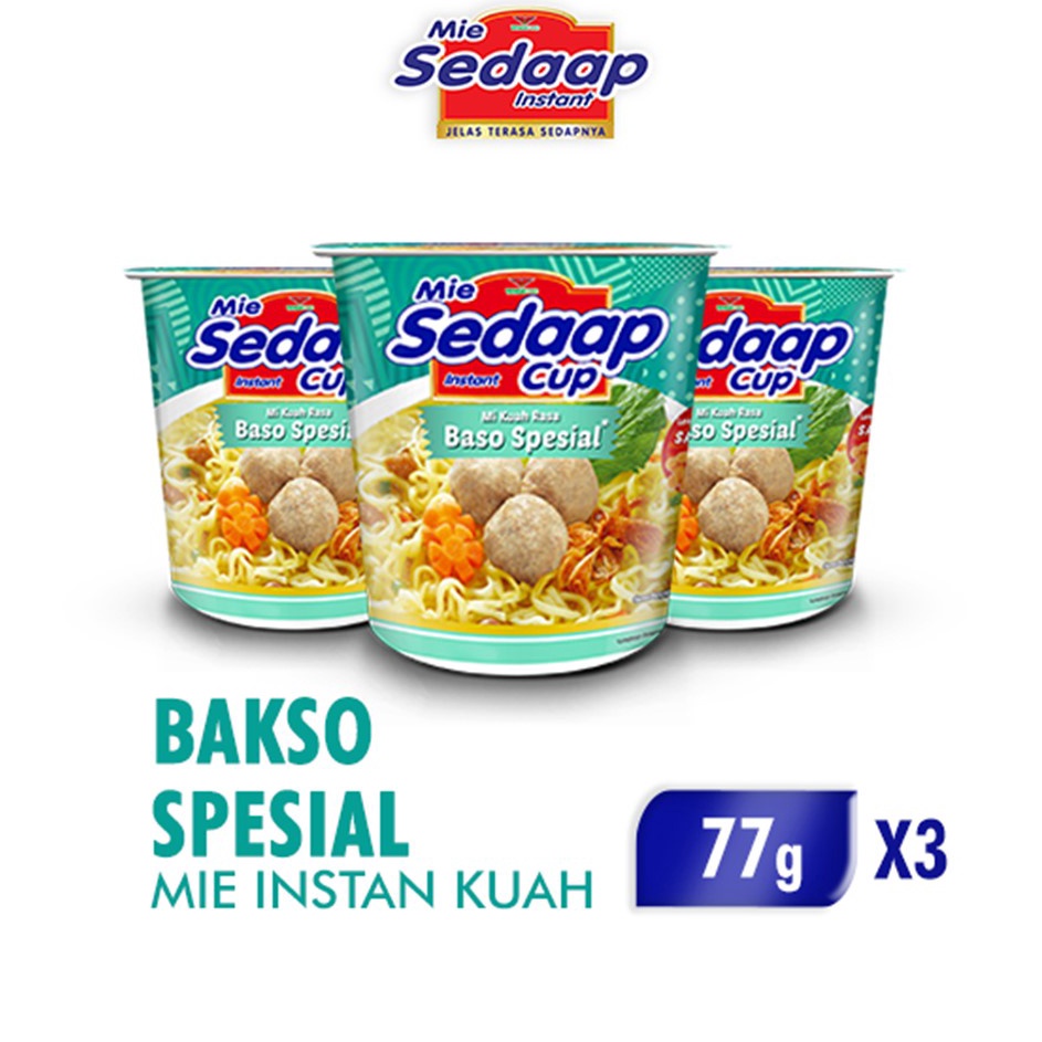 

Jaminan Kualitas Sedaap Mie Instan Cup Bakso Spesial 77 gr x3