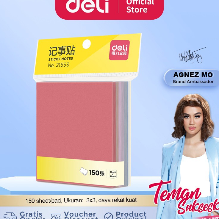 

Baru Bermanfaat Sticky Note Deli Memo Tempel 3x3 inc isi 15 Lbr Kertas 8g 21553