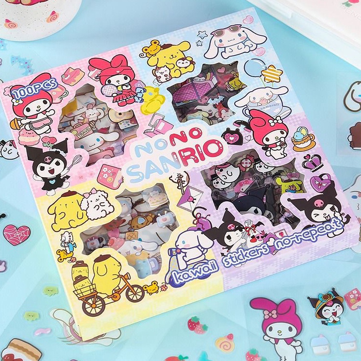 

Serba Berkualitas Sticker Lucu 2D Sanrio Karakter Kuromi dan Melody Isi 1 Lembar Per Box