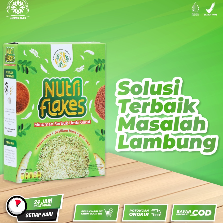 Harga Promo Nutriflakes Original Sereal Umbi Garut  Daun Kelor  Solusi Terbaik Atasi Asam Lambung Magh Akut Diabetes Makanan Diet Tingkatkan Antibody Imunitas Mengontrol Kolesterol Mengontrol Gula Darah Obat Asam Lambung Obat Magh Obat Gerd