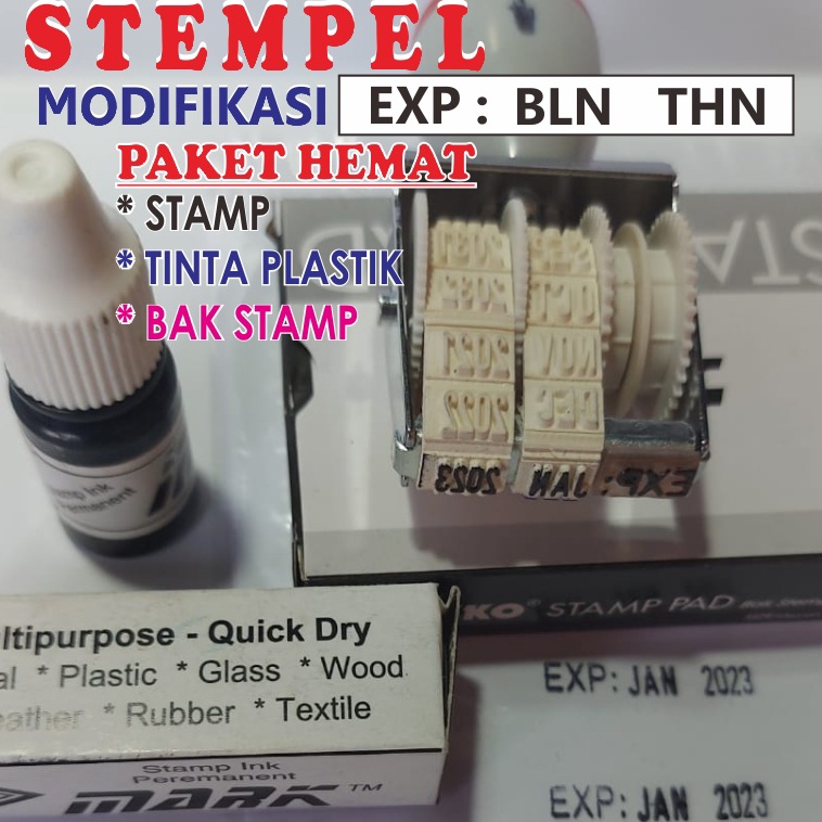 

Diskon sd 2 STEMPEL EXPIRED EXP BLN THN TINTA PERMANEN 1PAKET 3 BARANG