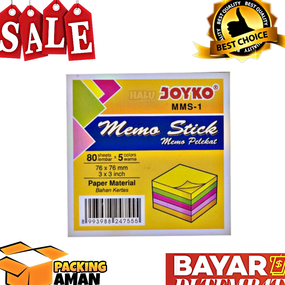 

Paket Surprise BISA COD PROMO 8 Pcs Memo Stick Sticky Note Kertas Memo Memo Tempel Joyko MMS1