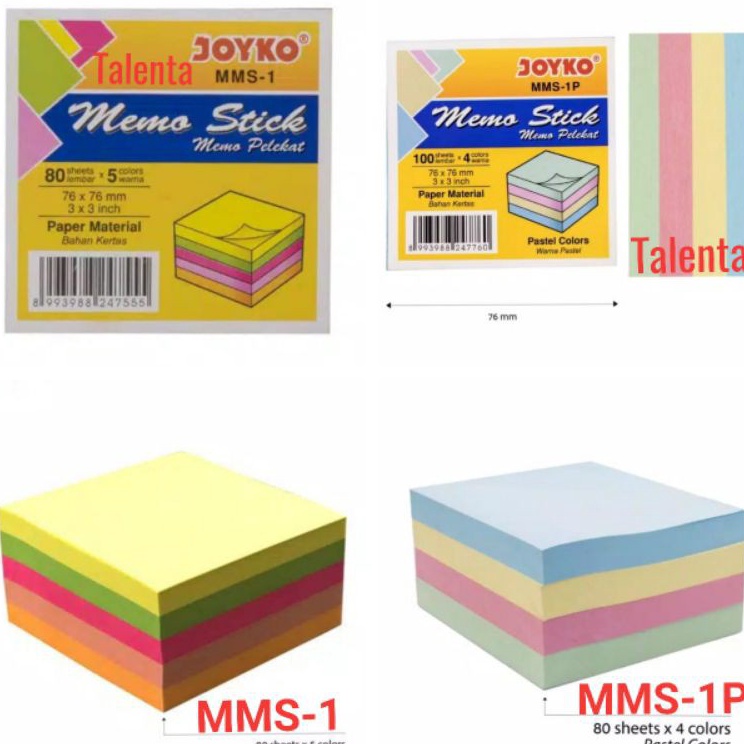 

Paket Promo Sticky Note Memo Tempel Joyko Warna Pastel MMS1P Neon MMS1