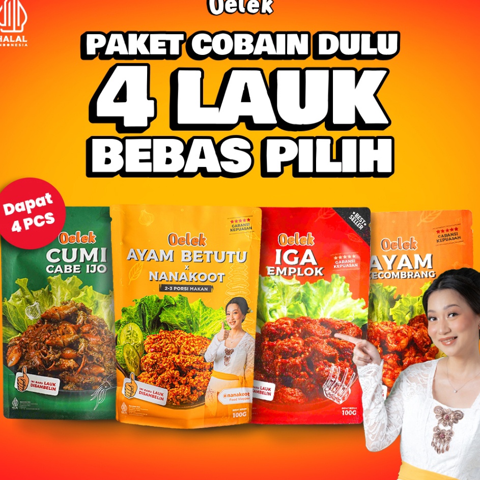 

SALE Oelek Paket Cobain Dulu 4 Lauk Bebas Pilih Iga Emplok Cakalang Balado Cumi Cabe Ijo Ayam Kecombrang LaukSiapSaji