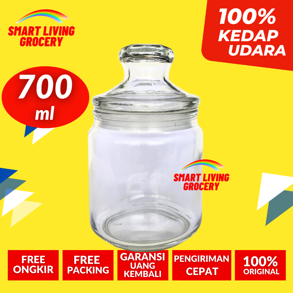 TOPLES KACA KEDAP UDARA 700 ML TUTUP UNIK TOPLES JAR WADAH KOTAK TEMPAT PENYIMPANAN MAKANAN TEMPAT P