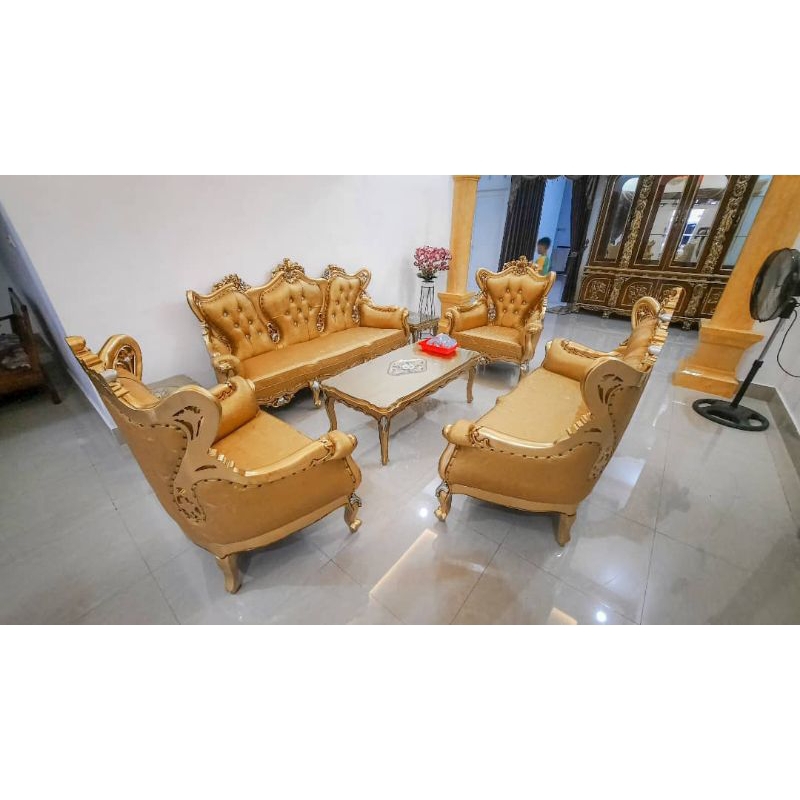 kursi tamu jati/sofa tamu model Romawi Inul kayu jati