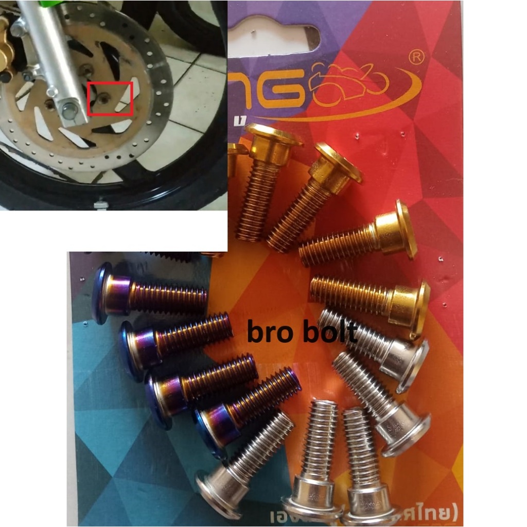 Baut Probolt Stenliss Disc Cakram Depan Ninja 150 SS Original Heng Thailand