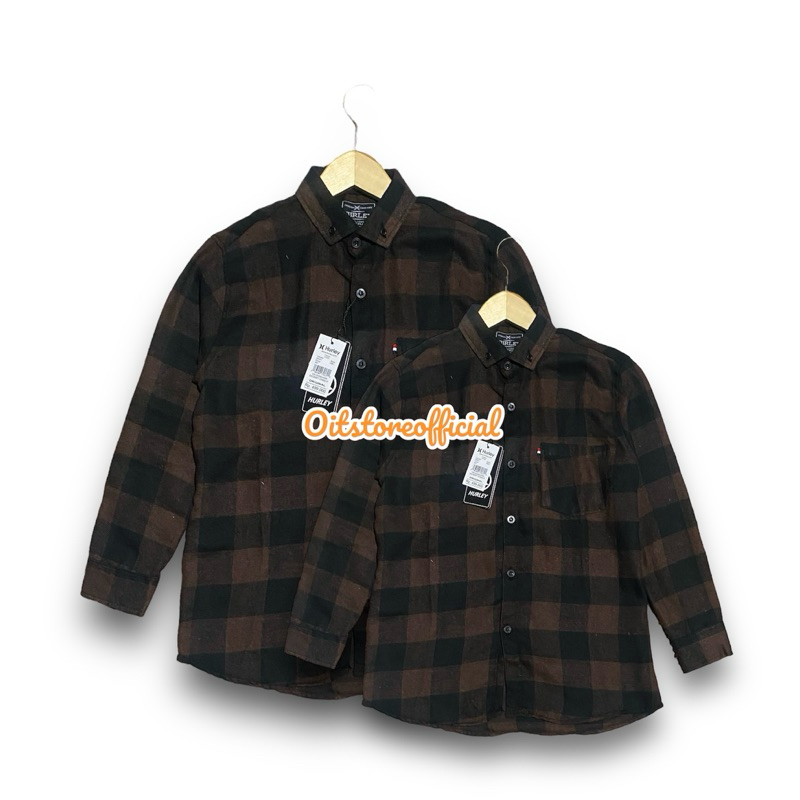 Kemeja Flanel Coklat Tua Couple Ayah Anak Kemeja Couple Keluarga Motif Kota Kotak Lengan Panjang