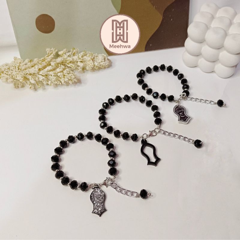 Gelang Crystal Terompah | Hitam | Gelang Terompah | Manik