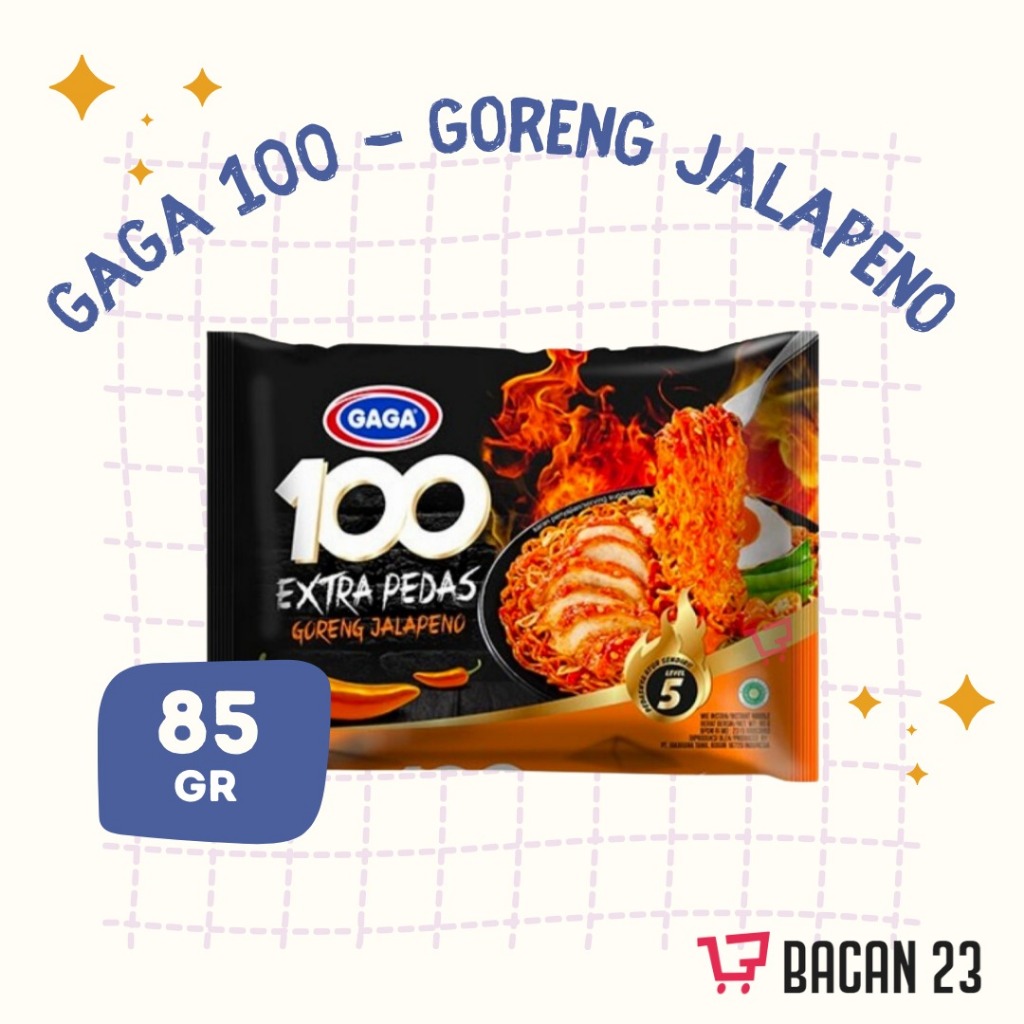 

Mie 100 Extra Pedas Goreng Jalapeno GAGA (85 Gr) / Mie Pedas / Mie Instan Pedas