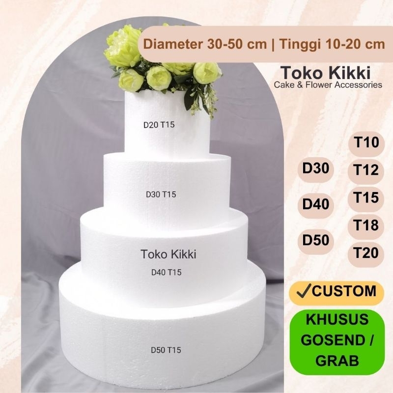 3 Tingkat, T20: 35-30-25 cm Dummy Styrofoam Wedding Cake gabus styrofoam