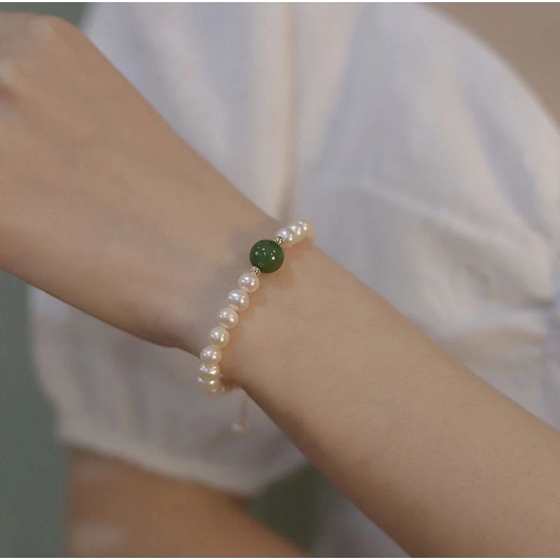 Gelang Mutiara Mini Tali Karet Elastis Gelang Monte Warna Polos