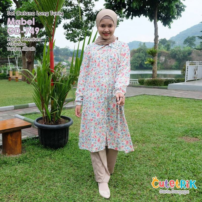 CUTETRIK - Setelan anak long tunik - setelan rayon crinkle