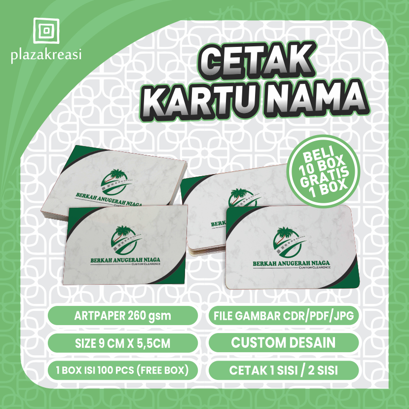

CETAK KARTU NAMA 1 SISI / 2 SISI BAHAN ART CARTON 260gr
