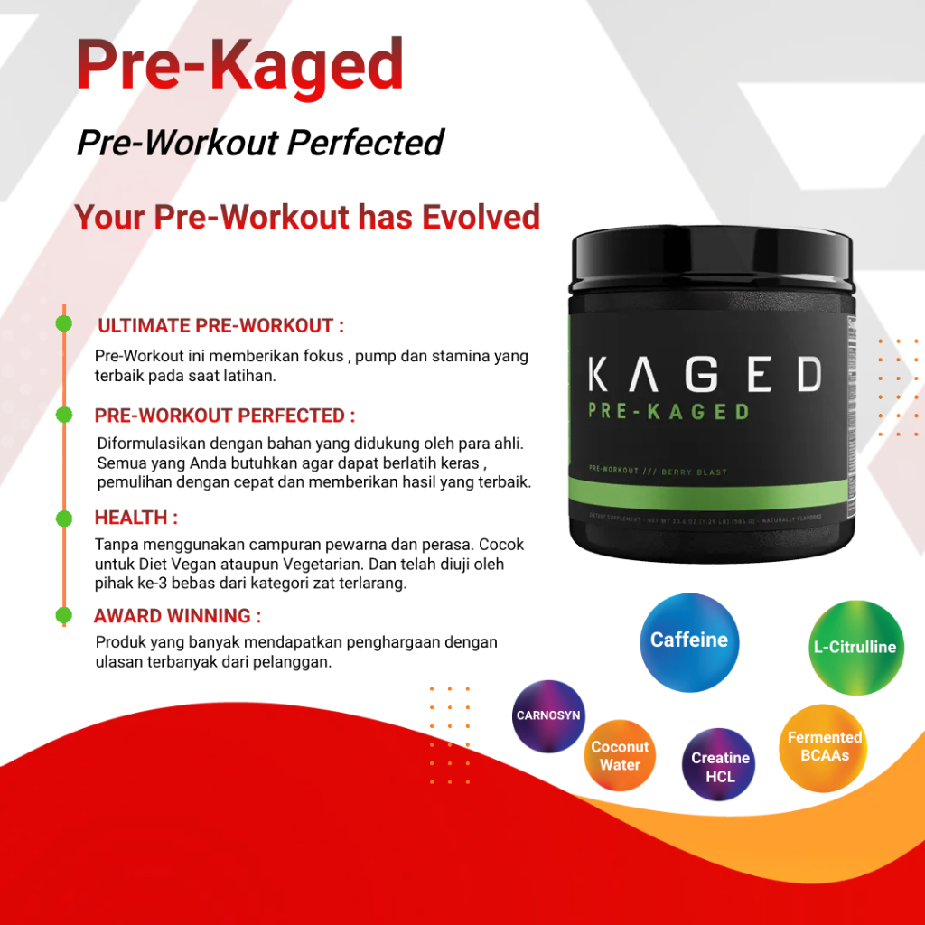 Kaged - Pre Kaged Premium Pre Workout 20 x serving