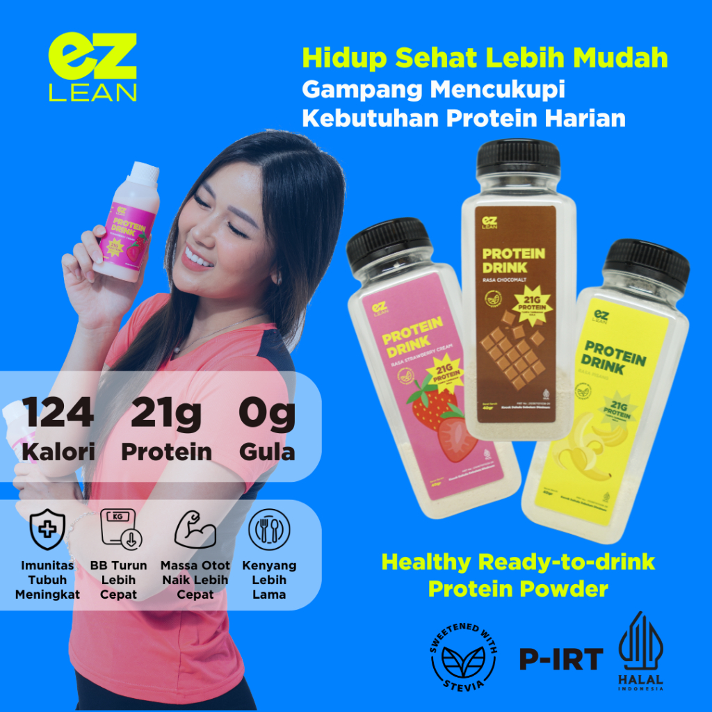 EZLEAN Protein Powder Shake - Susu Whey Sehat Rendah Kalori Gula Tinggi Protein Healthy Diet
