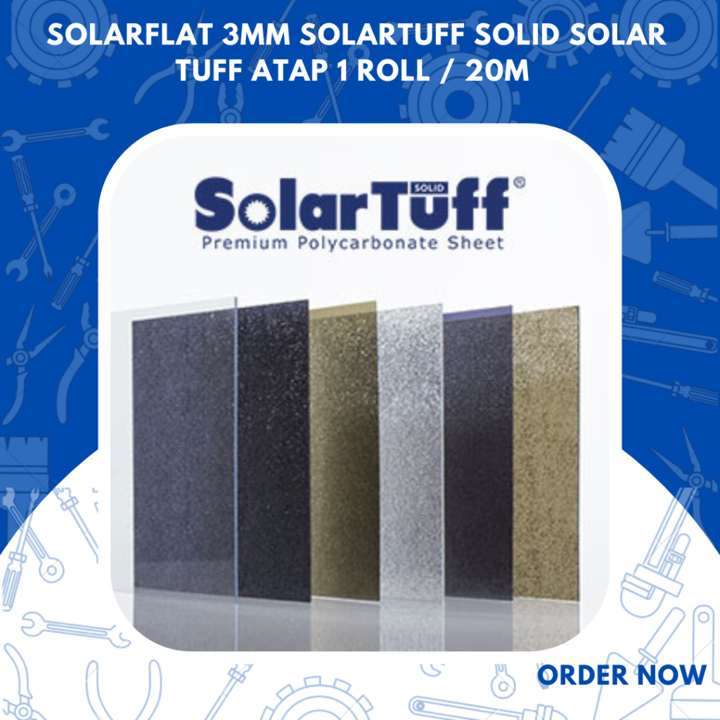 SolarFlat 3mm Solar Flat Solartuff Solid Solar Tuff Atap 1 Roll 20mtr