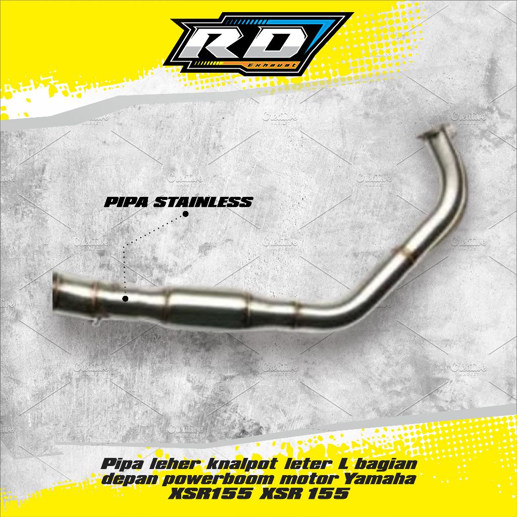 Pipa Leher Knalpot Leter L Bagian Depan Powerboom Motor Yamaha XSR155 XSR 155