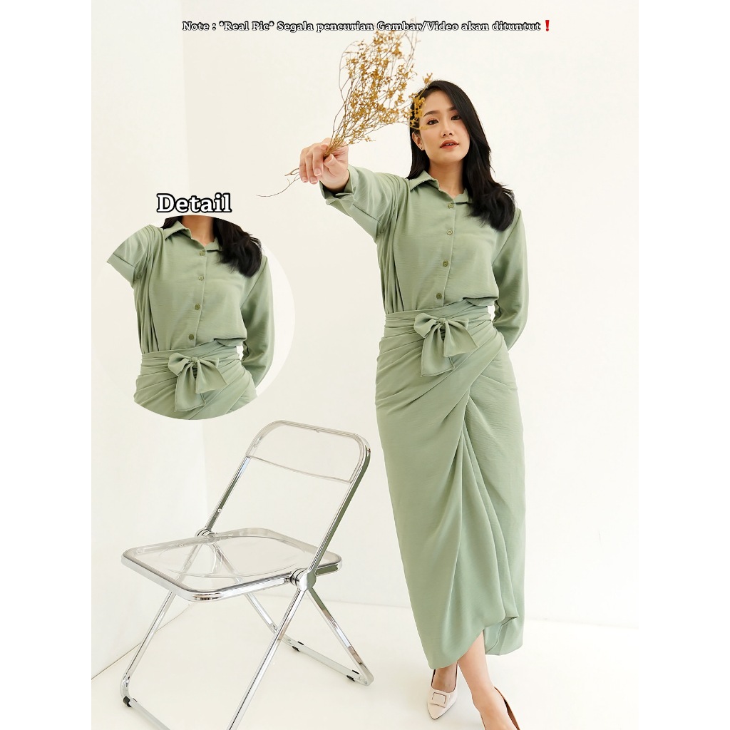 Christine Set/Set Rok Lilit 0223/Setelan Rok Panjang Lilit/One Set Simple
