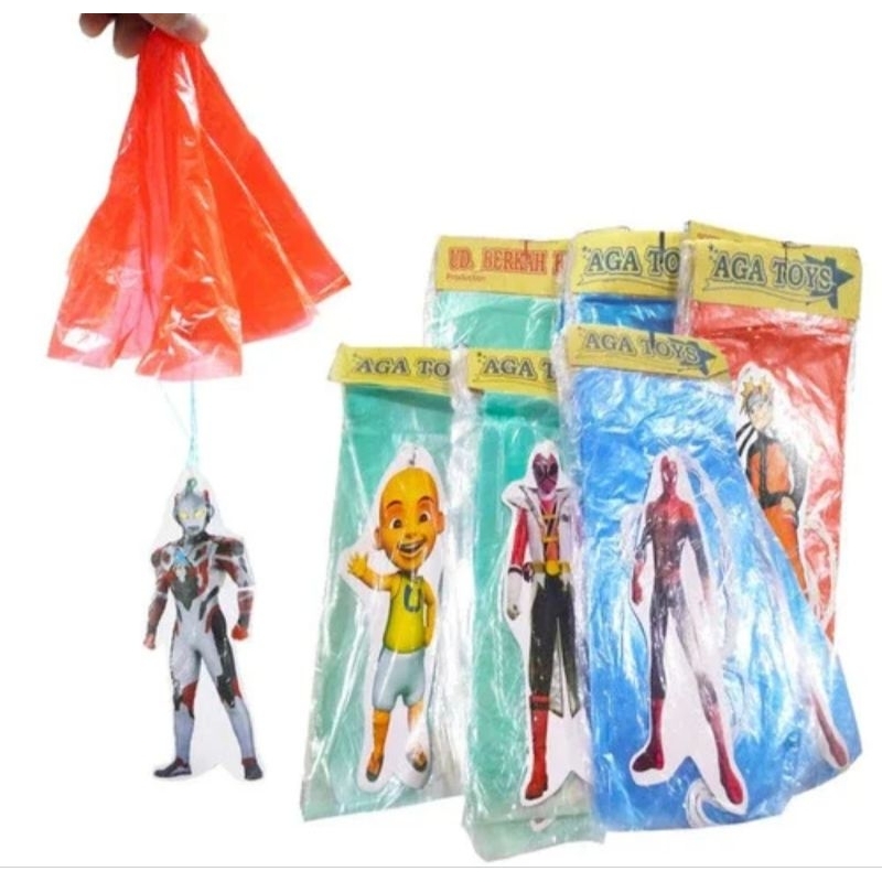 Mainan Parasut Terjun Payung Plastik Jumbo / Mainan Jadul Plastik Parasut Terbang isi 20 pcs