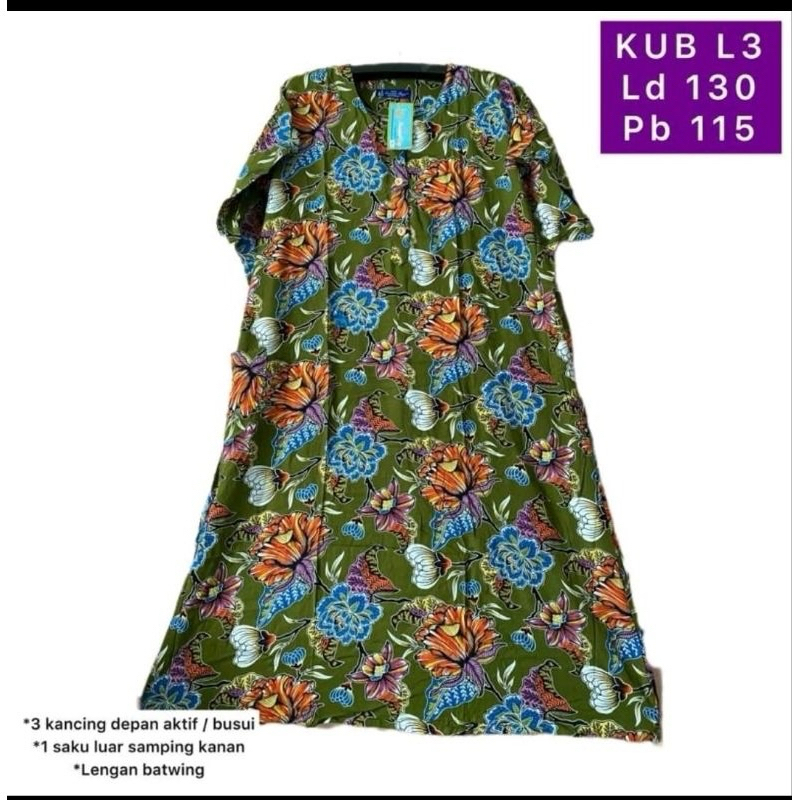 SA Daster L3 Batik Kencana Ungu Asli Label Biru Motif Terbaru Jumbo Ld.130 cm/ Daster Ibu Menyusui