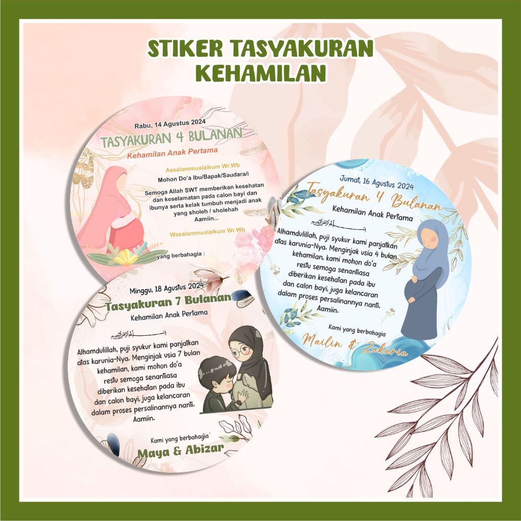 

Stiker Tasyakuran Kehamilan Anak 7 Bulanan 4 Bulan Cutting Bulat Mitoni Mapati