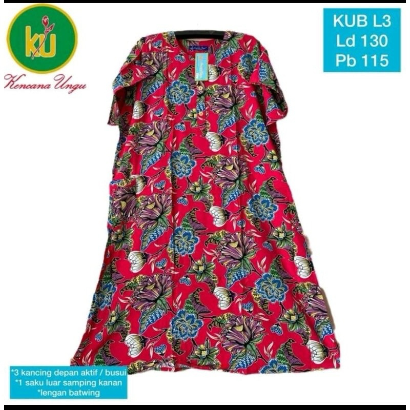 nk Daster L3 Batik Kencana Ungu Asli Label Biru Motif Terbaru Jumbo Ld.130 cm/ Daster Ibu Menyusui