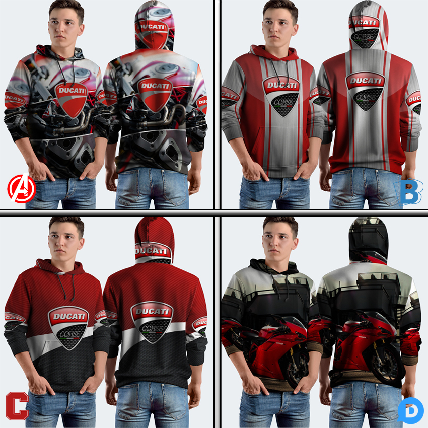 Jumper Hoodie Ducati Racing Hoodie Pullover Fullprint Bahan Polyester Jersey