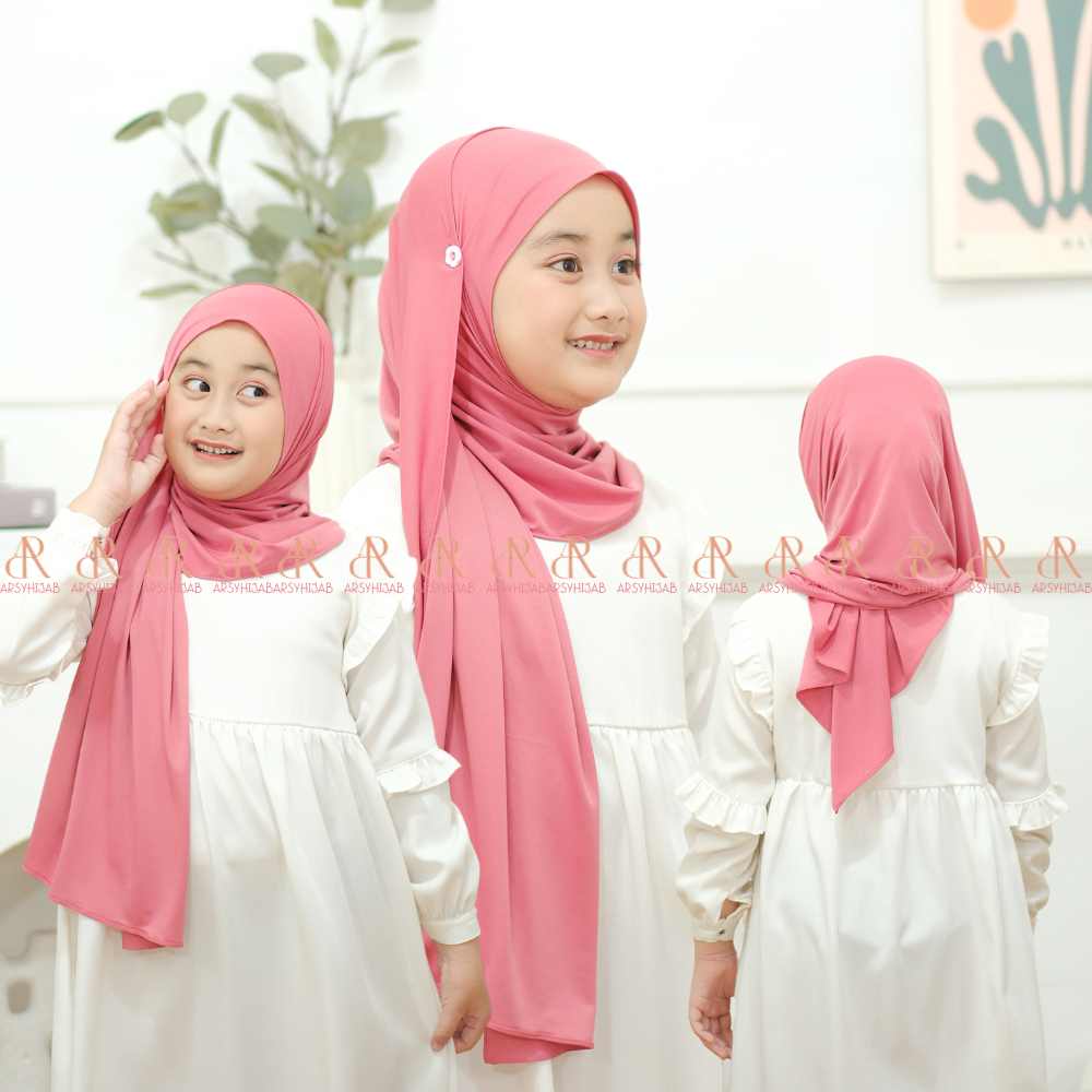 Pashmina Instan Kancing Sakura  Jilbab Anak Usia 1 sd 8 Tahun