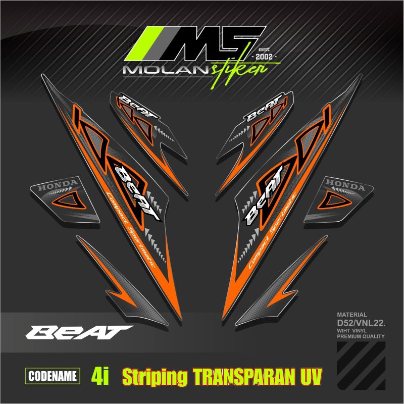 Decal Sticker Striping Variasi Transparan Uv Beat Karbu Motif Ori 2012/2013 Beat Carburator Transpar
