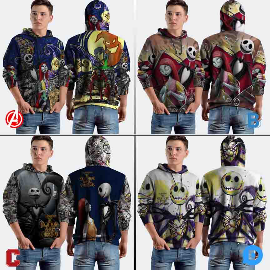 Jumper Hoodie The Nightmare Before Christmas Hoodie Pullover Fullprint Bahan Polyester Jersey