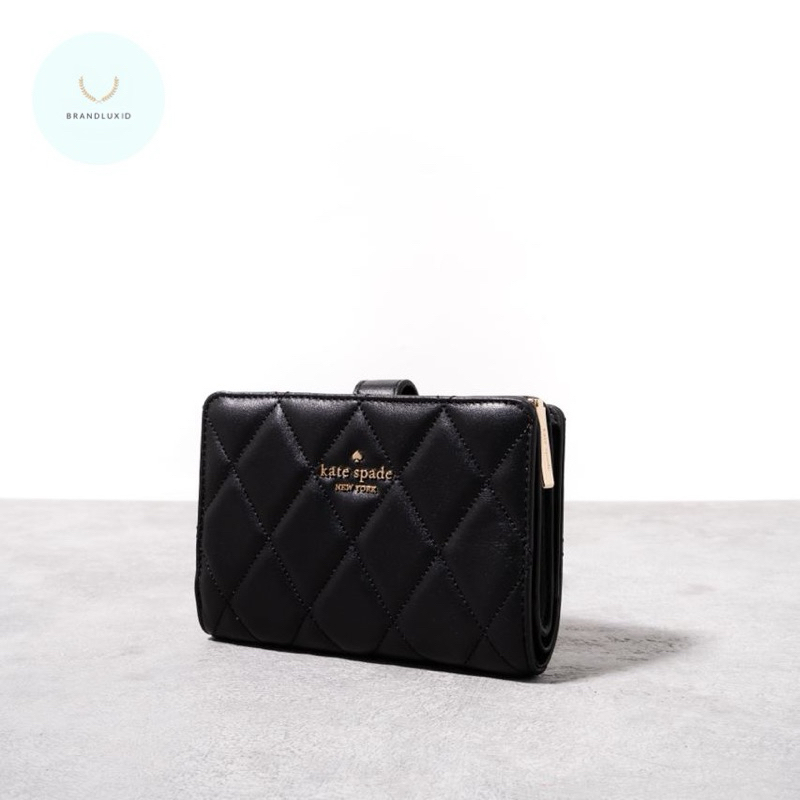 Kate Spade Carey medium compact bifold wallet smooth quilted leather