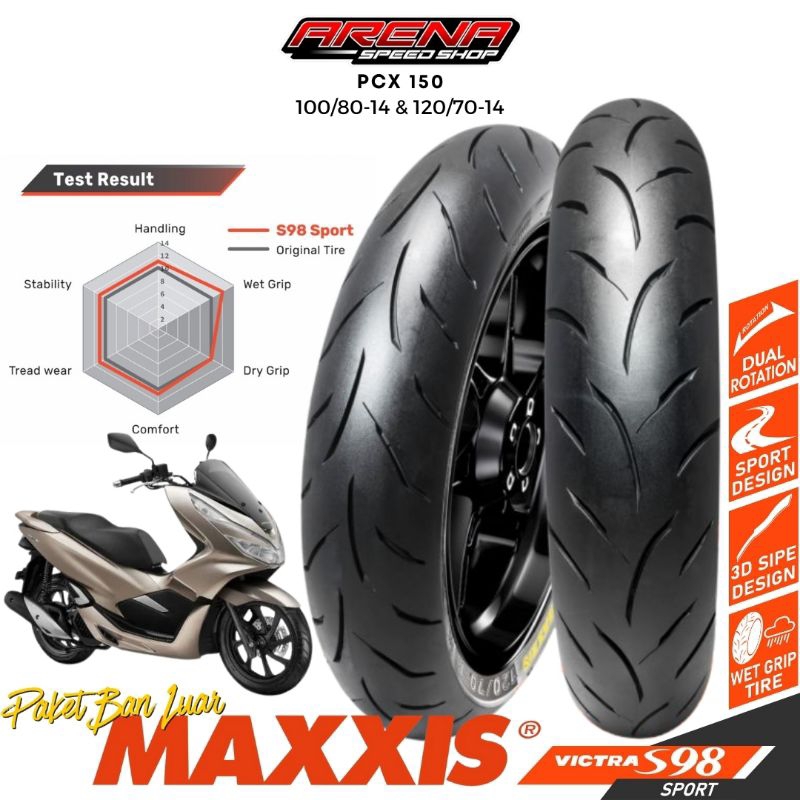 Paket Ban Luar Depan Belakang Pcx150 MAXXIS VICTRA S98 100/80 & 120/70 Ring 14