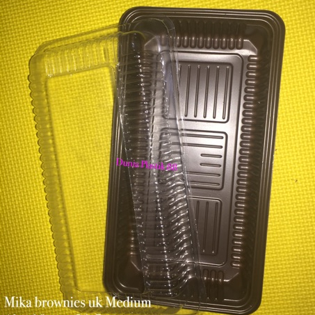 Isi 50pcs MIKA BROWNIES MEDIUM box kotak MIKA plastik hitam coklat tempat kue bolu bento uk sedang M