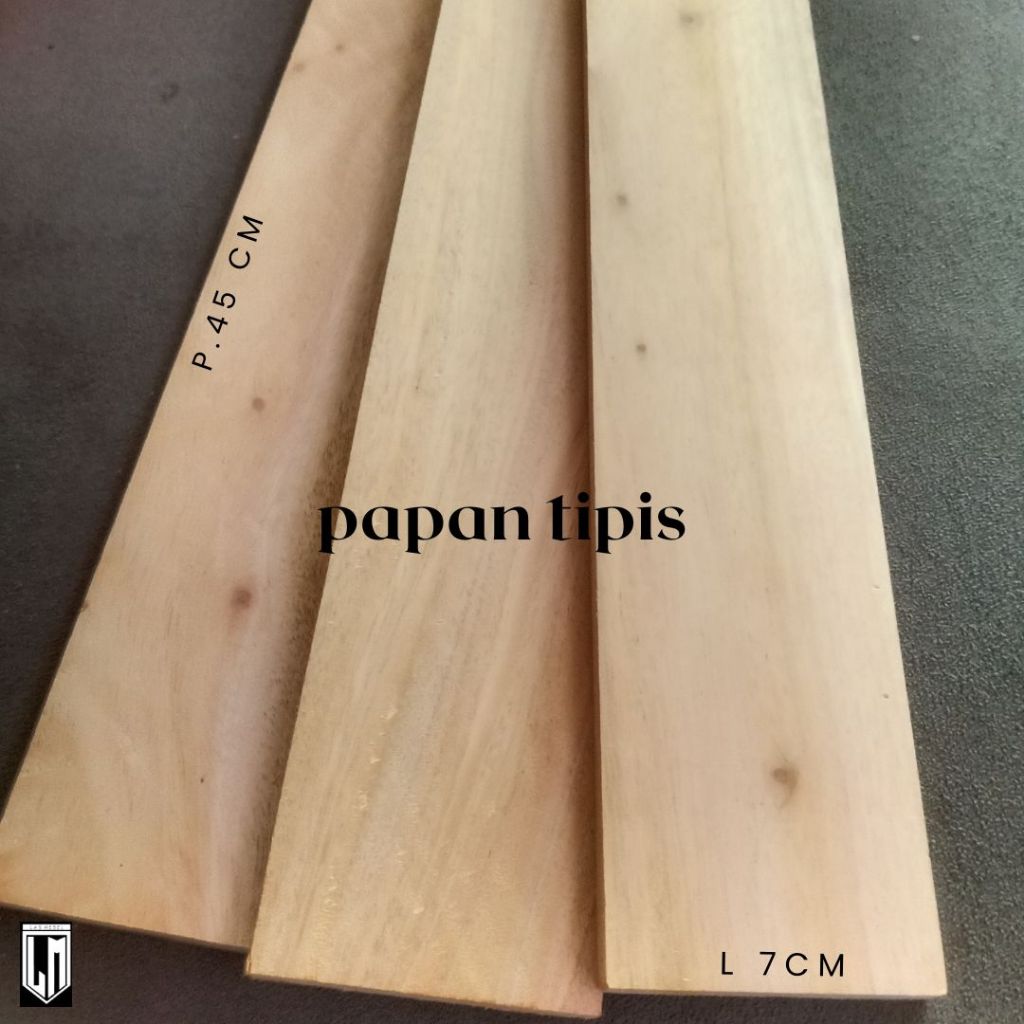Kayu papan tipis/Tebok sangkar Panjang 45 cm,Lebar 7cm,Tebal 9mm  Mahoni 1pcs