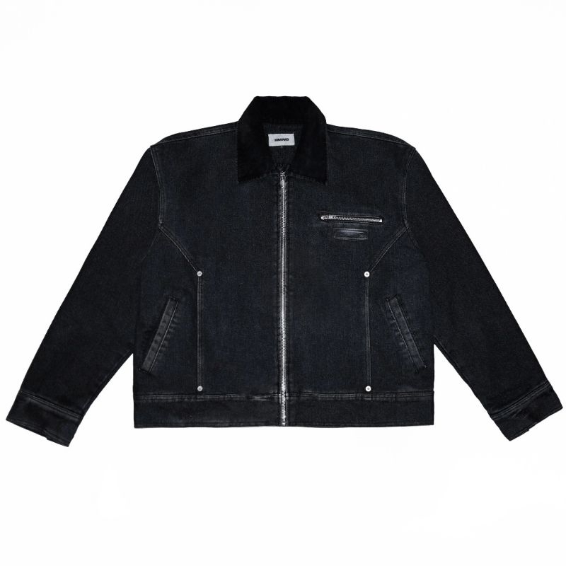 ZASVO - WASHED WORK JACKET DENIM BLACK