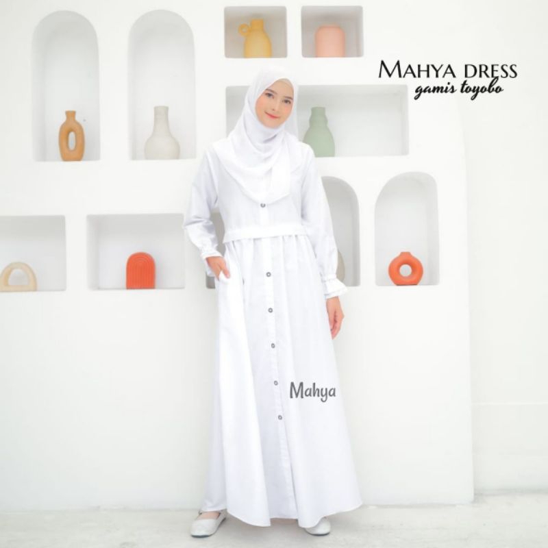 NAFISAH ABAYA PUTIH POLOS/GAMIS PUTIH TOYOBO