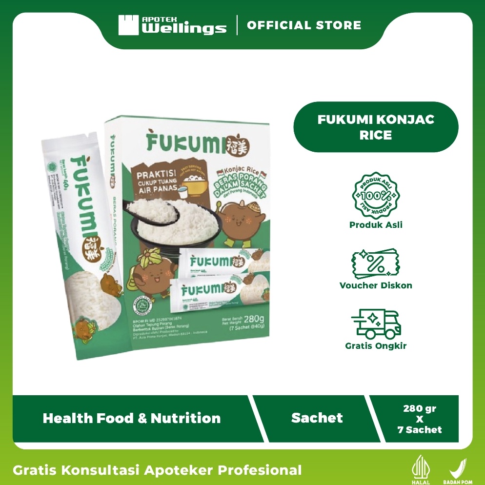

Disc Xtra FUKUMI KONJAC RICE BERAS PORANG RENDAH KALORI 7 SACHET 28 GR