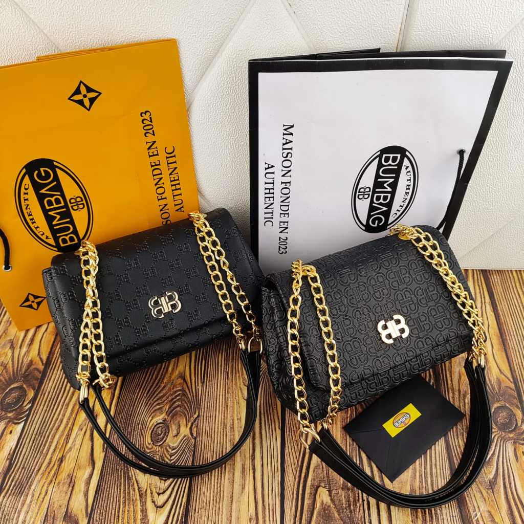 BAMBEG - Tas Selempang BLACK EDITION FREE PAPERBAG Cewek Sling Bag Import Terbaru - Hezi Sling Bag -