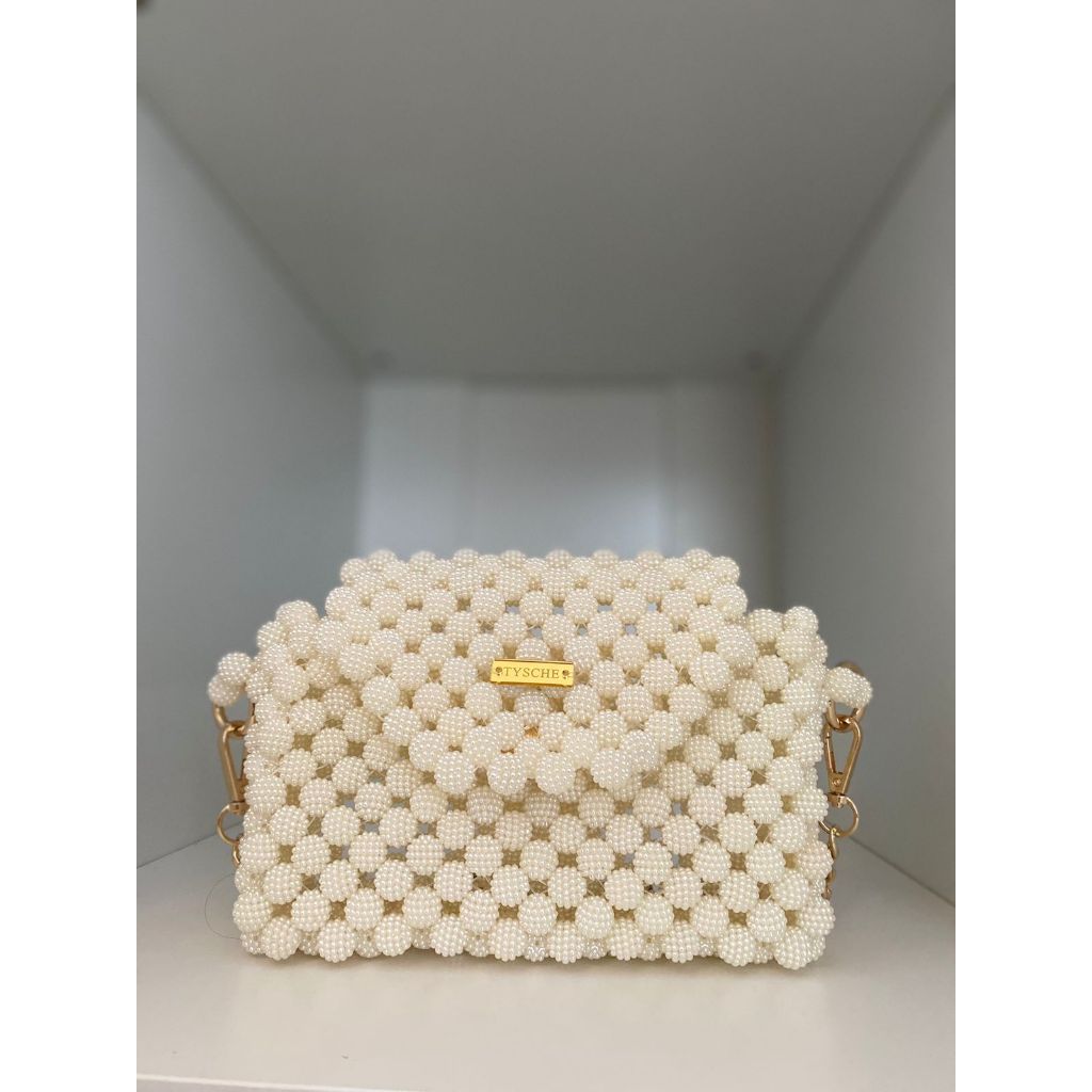 Beads bag - broken white | Tas pesta | Tas kondangan | Tas manik | Tas mutiara | Beaded bag | Pearl 