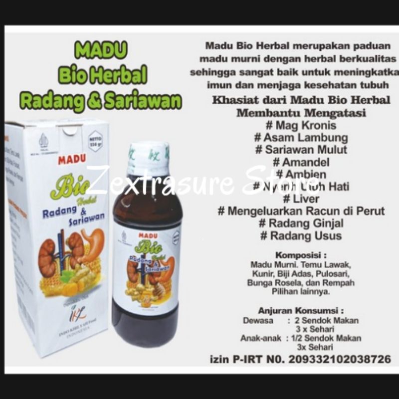 

MADU BIO HERBAL RADANG DAN SARIAWAN