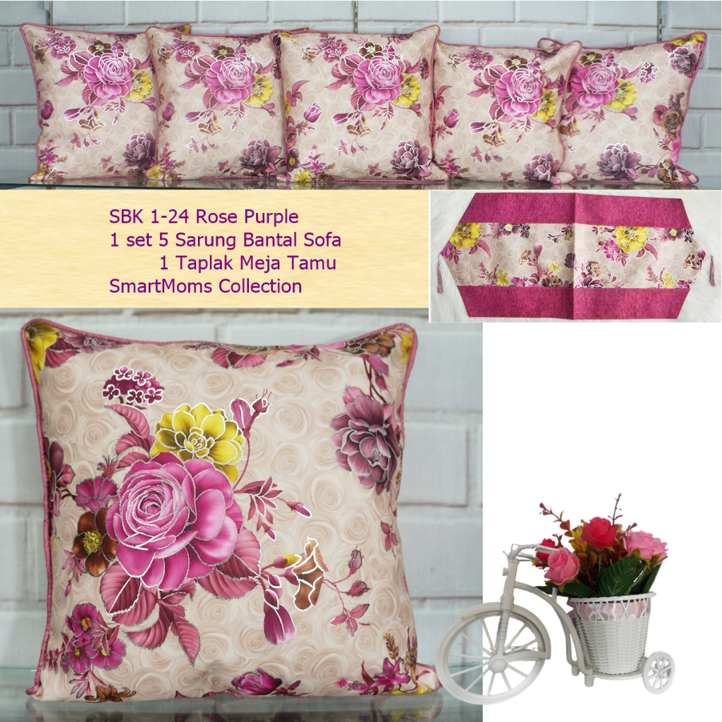 Sarung Bantal Sofa Shabby Minimalis Naira Ungu