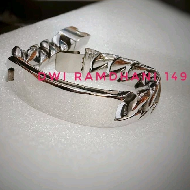 Gelang Cowok pria rantai Jumbo Titanium silver