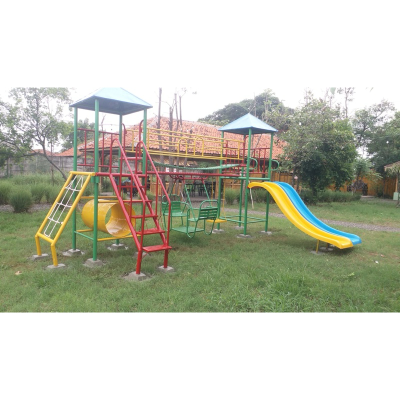 mainan anak playground outdoor mainan perosotan kompit dengan ayunan dan terowongan free ongkir jkt