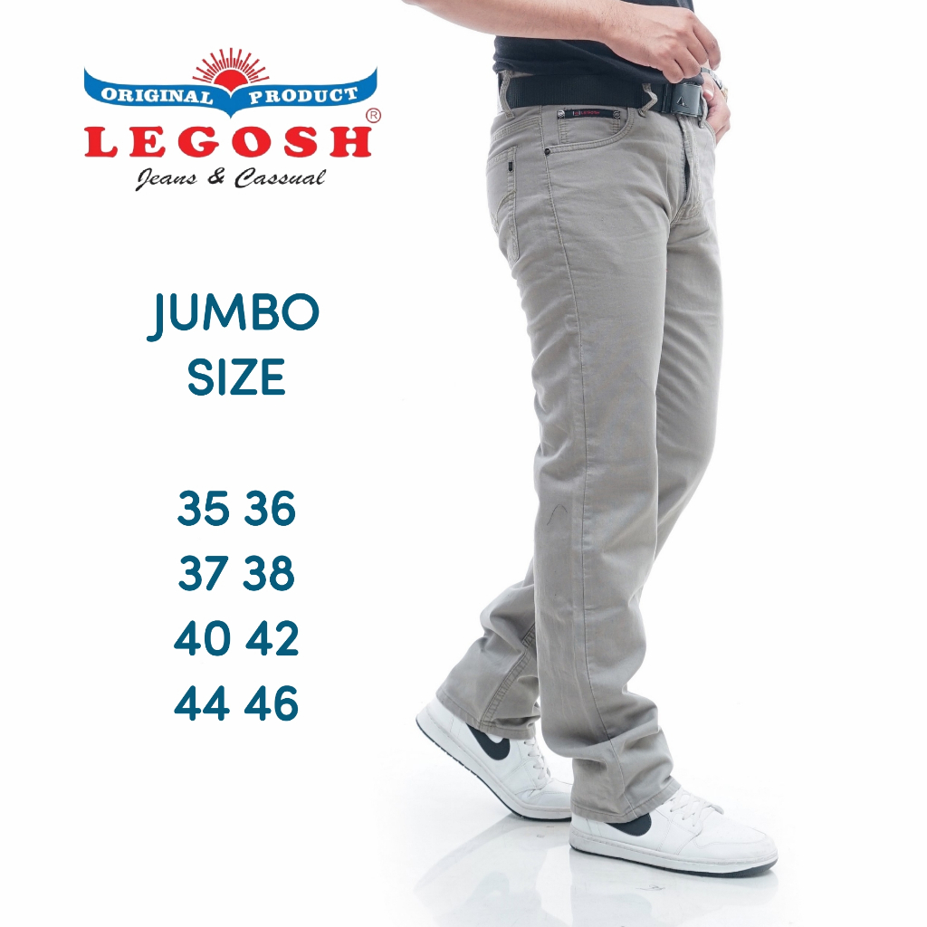 LEGOSH JEANS Celana Panjang Pria Jumbo Kanvas Basic Bahan Original Premium Ukuran  35 - 46