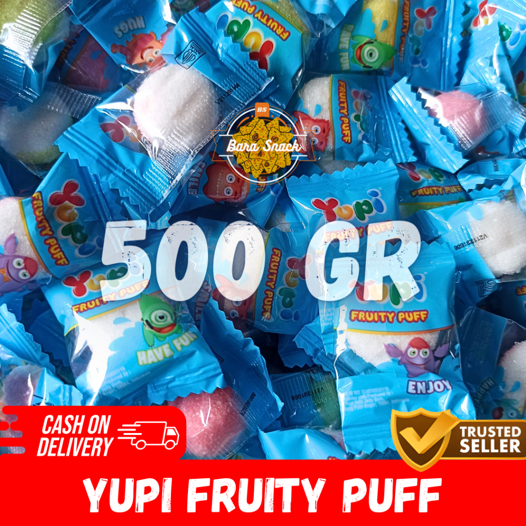 

[ 500gr ] Permen Yupi Fruity Puff Premium / Camilan Snack Kiloan Murah -B