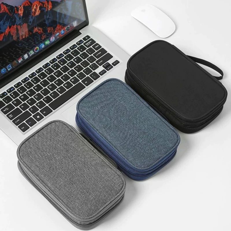 LL Tas gadget travel / tas power bank / tas handphone / tas gadget 2 layer double layer / tas kabel 